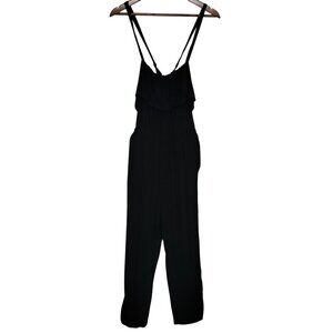 Madewell Apron Ruffle Sleeveless Pull On Jumpsuit Womens Size S Black Pockets
